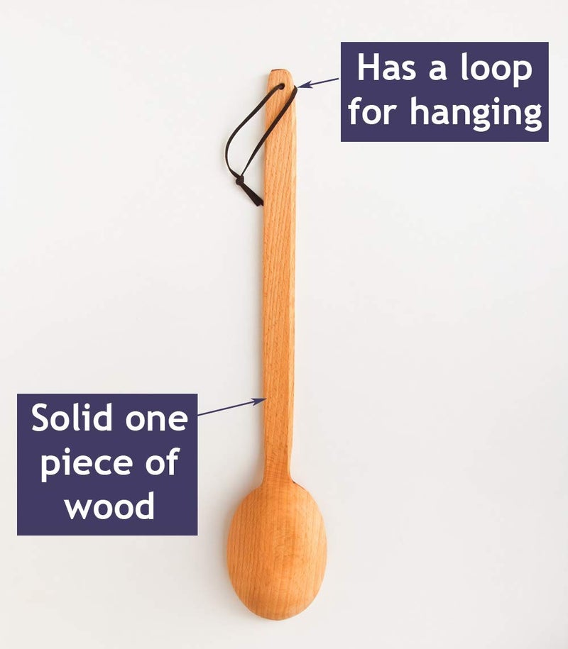 ECOSALL Heavy Duty Large Wooden Spoon 18-inch, Long Handle Cooking Tool With a Scoop. Nonstick Big Spoon for Stirring Mixing Cajun Crawfish Boil Wall DÃ©cor. Super Strong Sturdy Giant Hardwood Untesil - Image 4